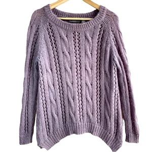 VKOO Mohair Wool Sweater Knit Size Small Light Purple Relaxed Cozy Long Sleeve